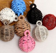 Multicolor Jute Christmas Ornaments Ball For Decoration- Pack of 8